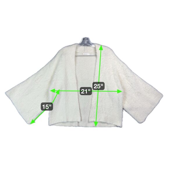 Sleeping On Snow Women OS Cozy Nights Fuzzy Kimono Cardigan Eyelash Knit Ivory - Picture 5 of 11